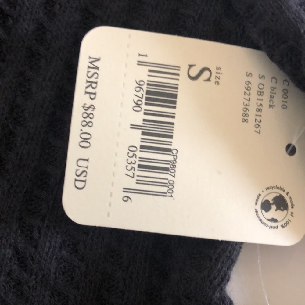 NWT Free People Juicy Long Sleeve Thermal Knit Shirt In Black Size Small - Picture 14 of 15